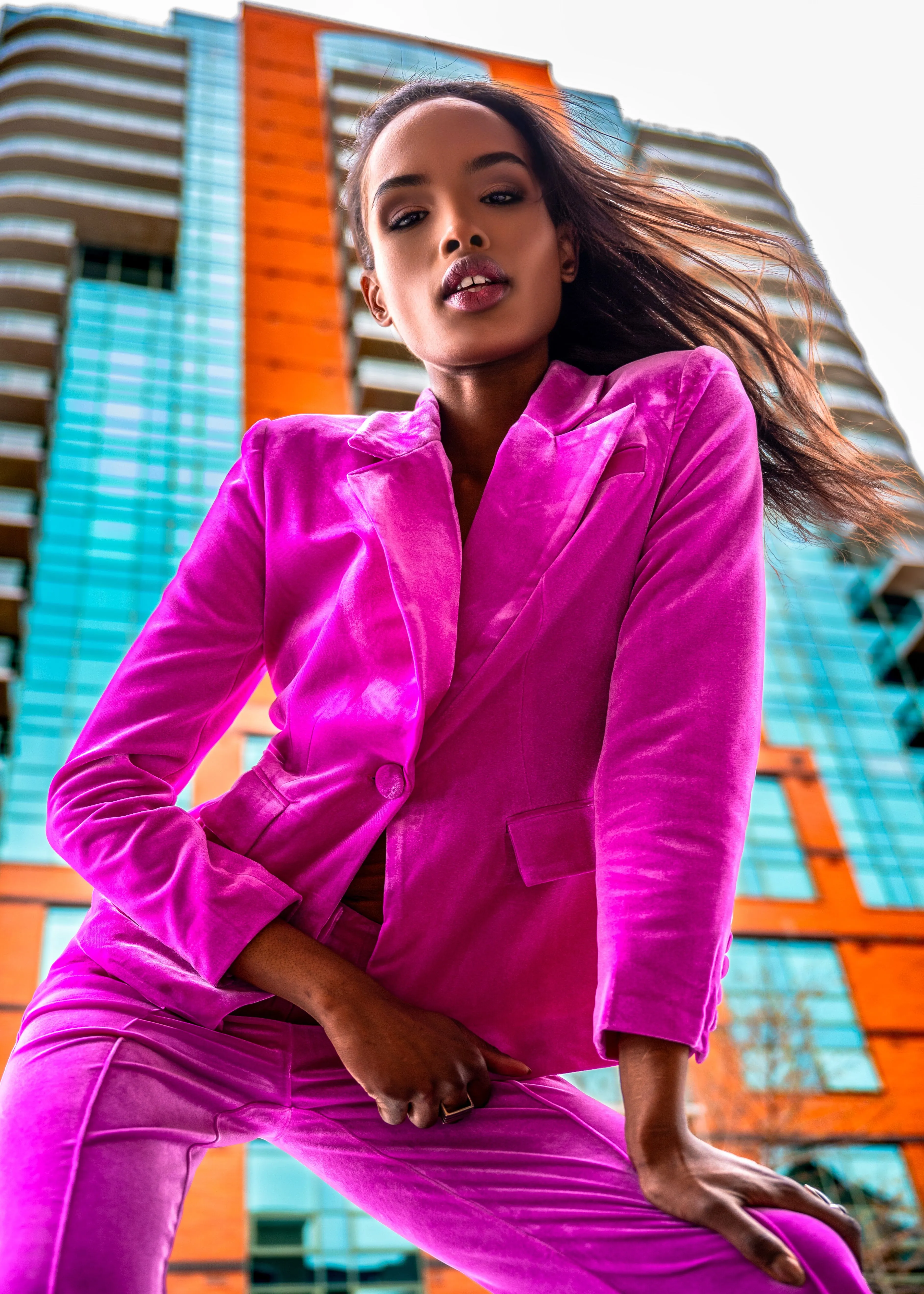 Hot Pink Velvet Blazer